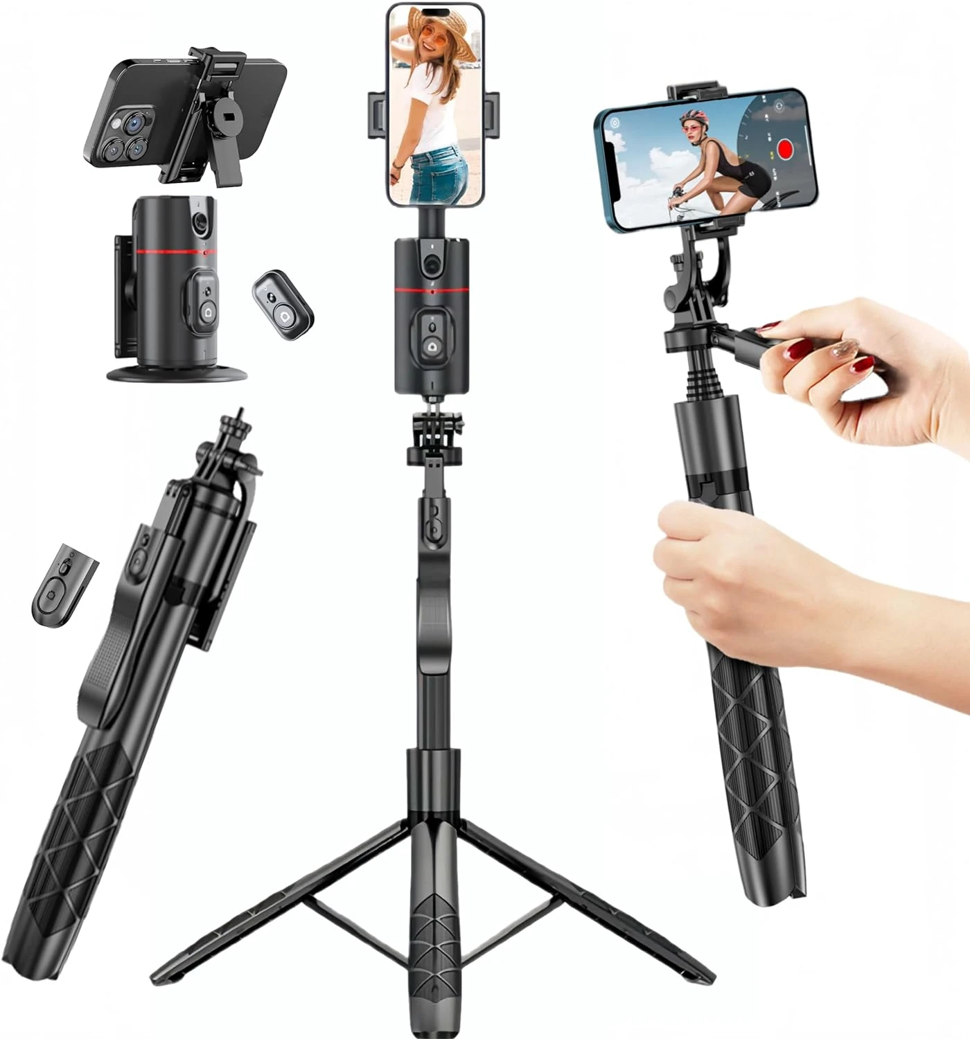 Auto Face Tracking Tripod, 360° Rotation Face Body Tracking Phone Holder