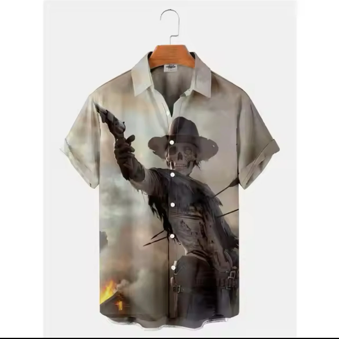 Punk Style Horror Movies Print Summer Men's Shirts Casual Oversized Short Sleeve