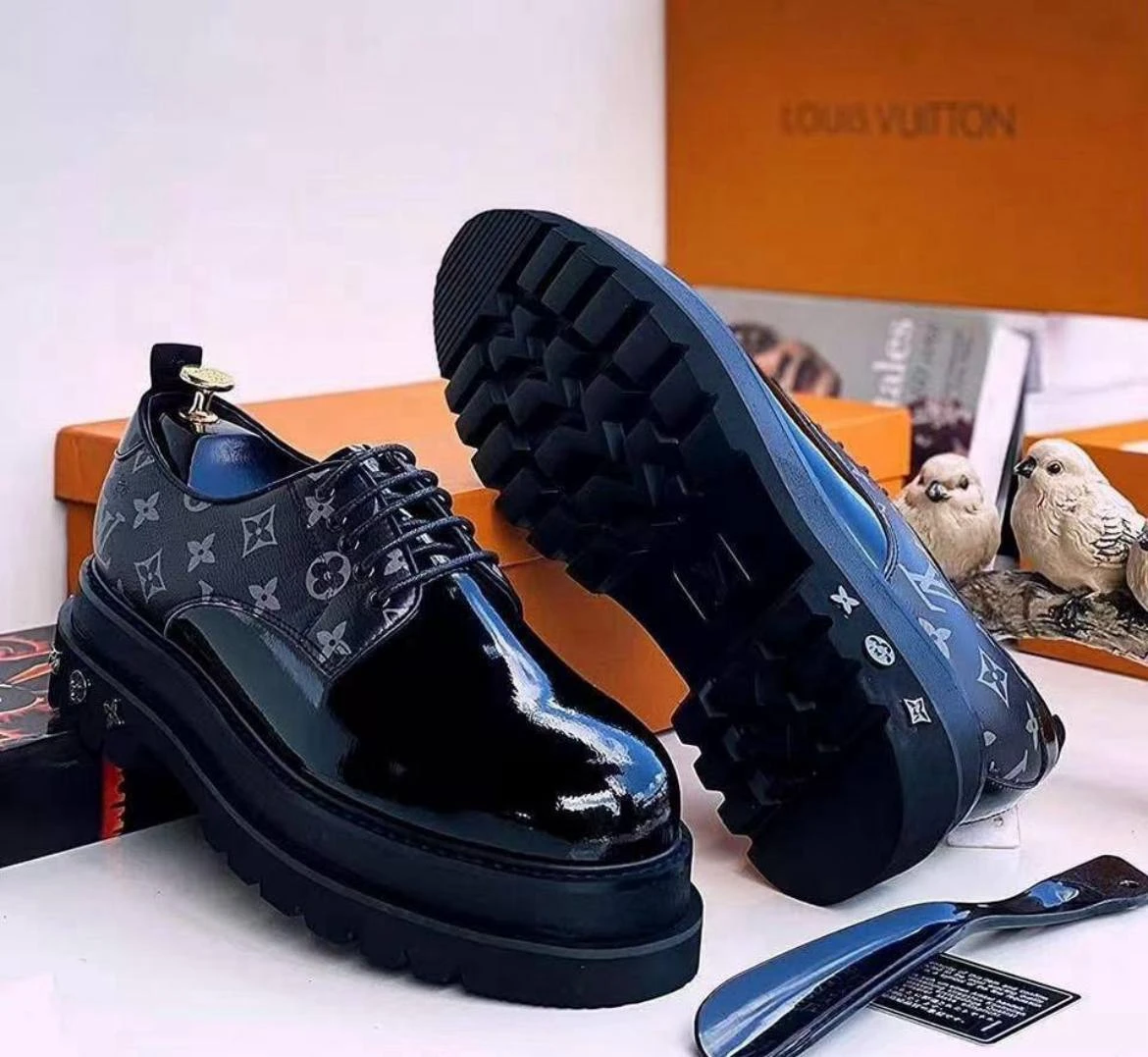 Black Louis Vuitton Lace-Up Loafers – Premium Designer Dress Shoes
