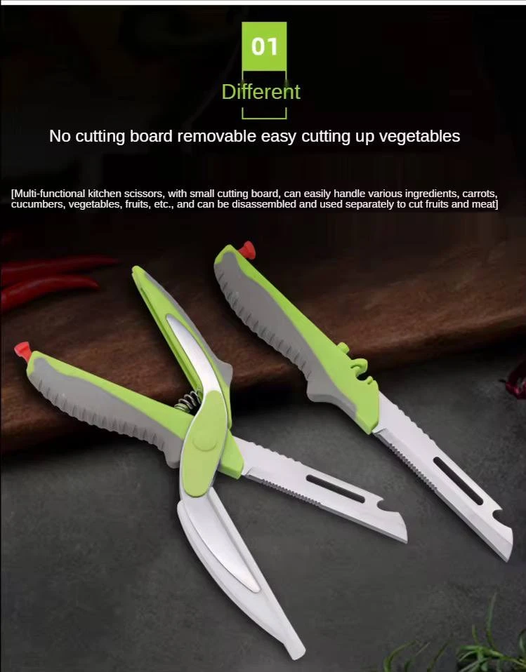 6 in 1 utility scissors knife board smart chef stainless steel