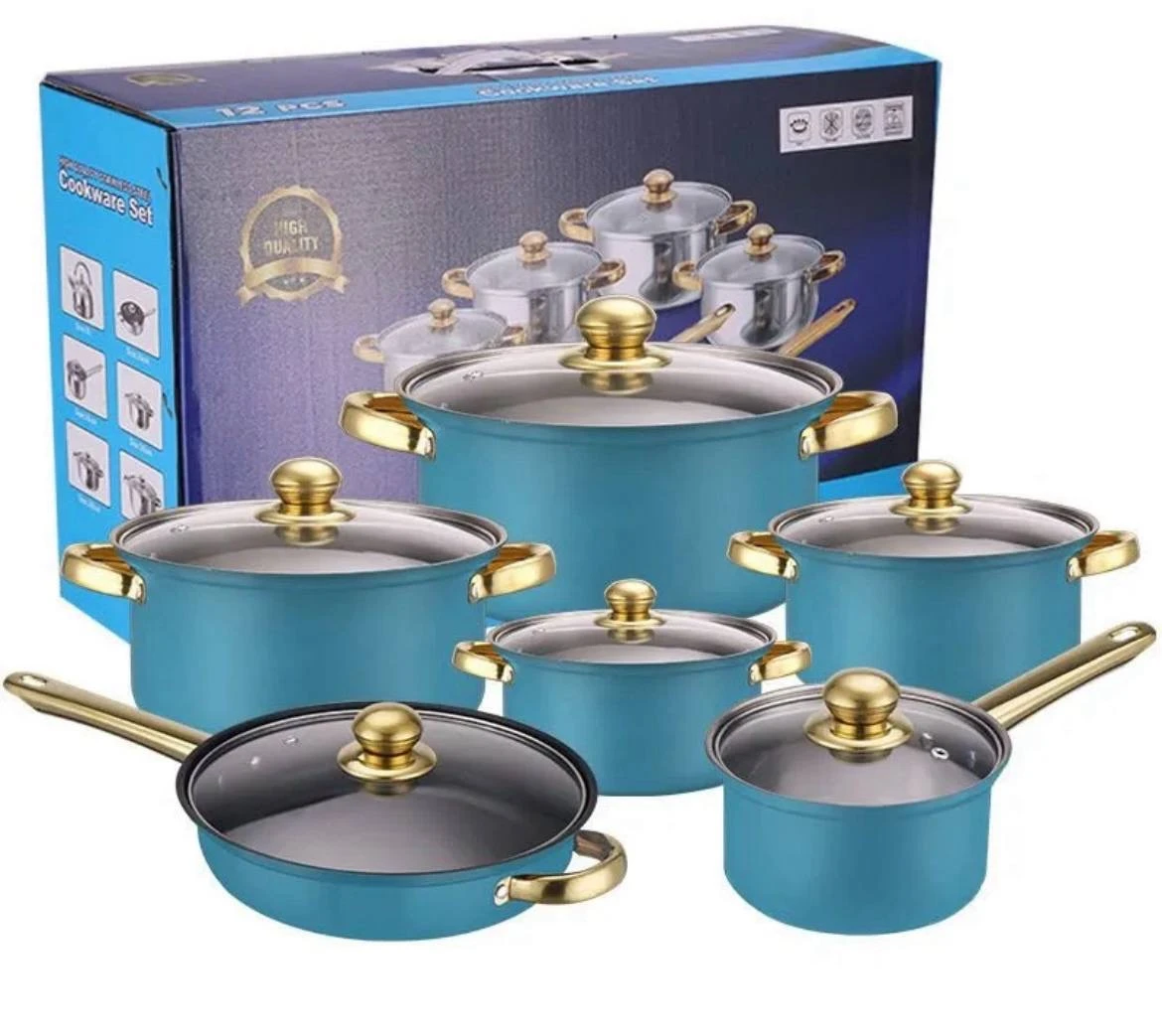 New Design Non Stick Cookware set 12pcs stainless steel cooking pots and pan