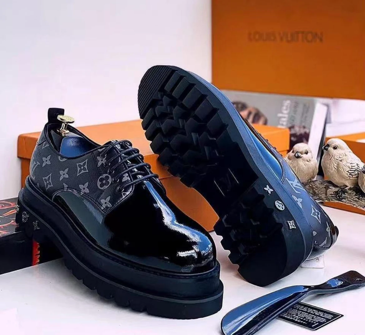 Black Louis Vuitton Lace-Up Loafers – Premium Designer Dress Shoes
